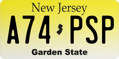 NJ license plate A74PSP