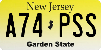 NJ license plate A74PSS