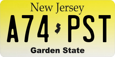 NJ license plate A74PST