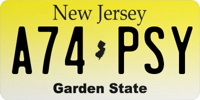 NJ license plate A74PSY