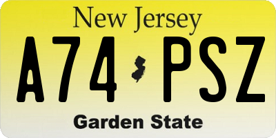 NJ license plate A74PSZ