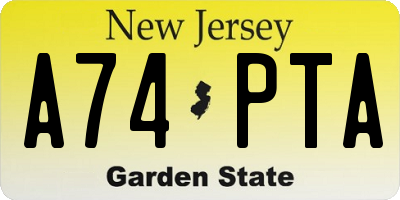 NJ license plate A74PTA