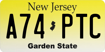 NJ license plate A74PTC
