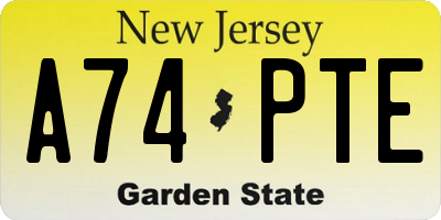 NJ license plate A74PTE