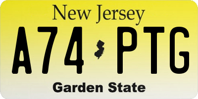 NJ license plate A74PTG