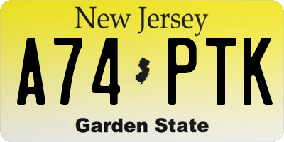 NJ license plate A74PTK