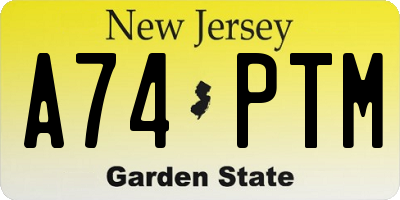 NJ license plate A74PTM