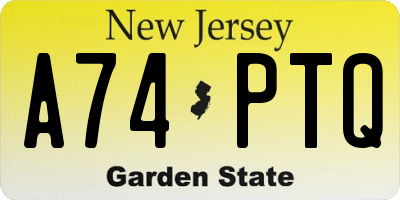 NJ license plate A74PTQ