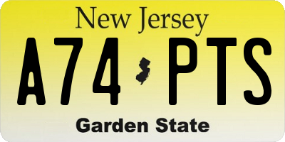 NJ license plate A74PTS