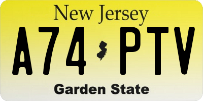 NJ license plate A74PTV