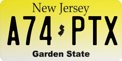 NJ license plate A74PTX
