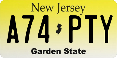 NJ license plate A74PTY