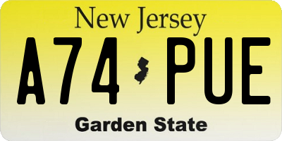 NJ license plate A74PUE