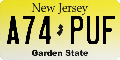 NJ license plate A74PUF