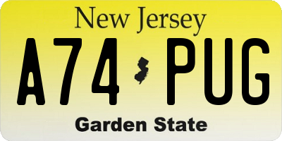 NJ license plate A74PUG