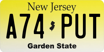 NJ license plate A74PUT