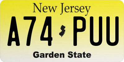 NJ license plate A74PUU