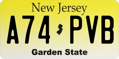 NJ license plate A74PVB