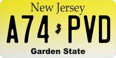NJ license plate A74PVD