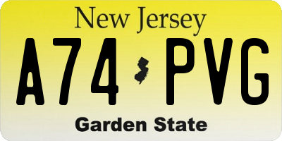 NJ license plate A74PVG