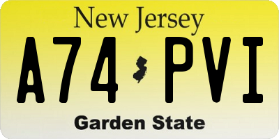 NJ license plate A74PVI