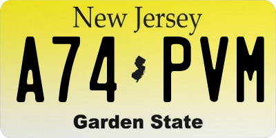 NJ license plate A74PVM