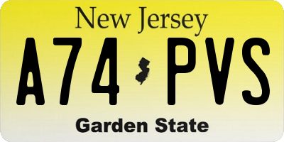 NJ license plate A74PVS