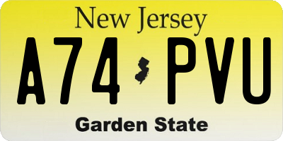 NJ license plate A74PVU