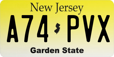 NJ license plate A74PVX
