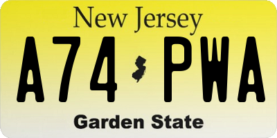 NJ license plate A74PWA