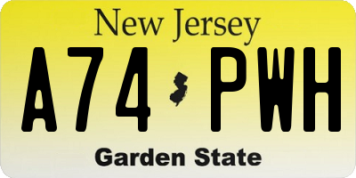 NJ license plate A74PWH