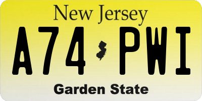 NJ license plate A74PWI