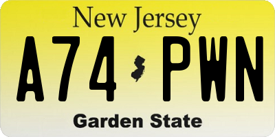 NJ license plate A74PWN