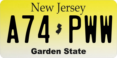NJ license plate A74PWW