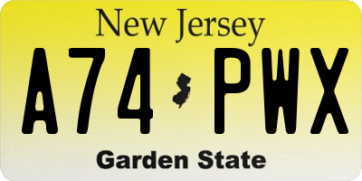 NJ license plate A74PWX