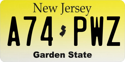 NJ license plate A74PWZ