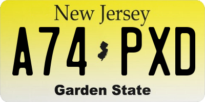 NJ license plate A74PXD