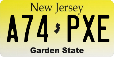 NJ license plate A74PXE