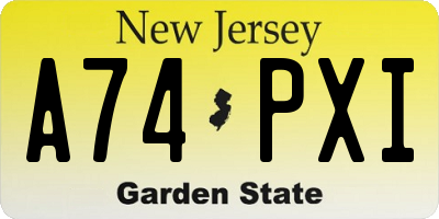 NJ license plate A74PXI