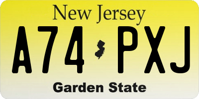 NJ license plate A74PXJ