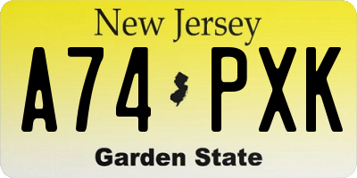 NJ license plate A74PXK