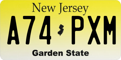 NJ license plate A74PXM
