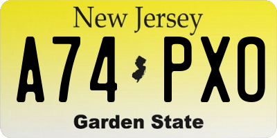 NJ license plate A74PXO