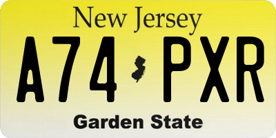 NJ license plate A74PXR
