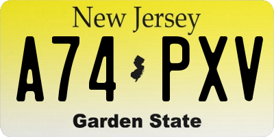 NJ license plate A74PXV
