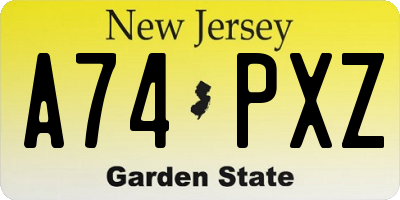 NJ license plate A74PXZ