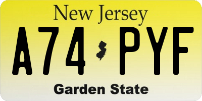 NJ license plate A74PYF
