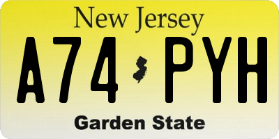 NJ license plate A74PYH