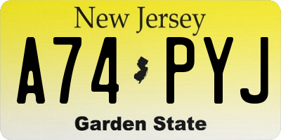 NJ license plate A74PYJ