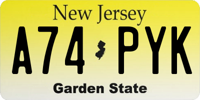 NJ license plate A74PYK